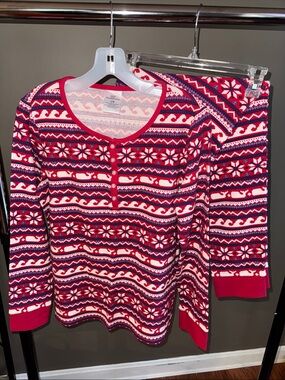 Vineyard Vines Red, White & Navy Fair Isle Henley Pajama Set